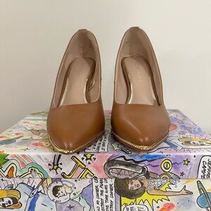 BCBGeneration Brown Heels with Gold Trim